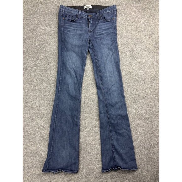 Paige Skyline Boot Jeans Women's 28 Dark Blue Denim Mid Rise Stretch Made In USA - Picture 1 of 10